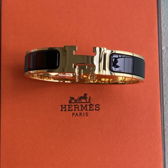 clic clac H bracelet Gold Black Small - Picture 3 of 8